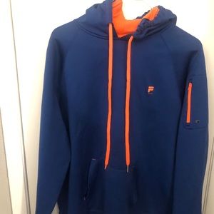 Men’s Sports Blue Neon Orange Fila Hoodie